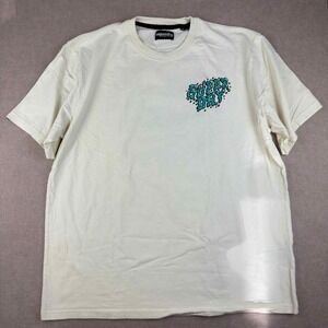 Superdry‎ T-Shirt Men L White Skeleton Surfing Graphic Tee Adventurewear Cotton